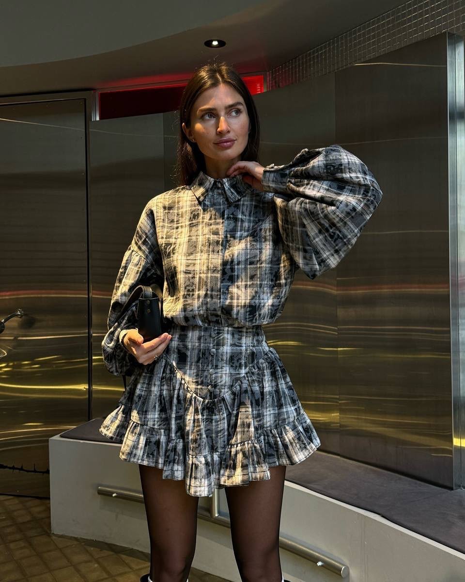 New Temperament Suit Women's Clothing High-end Spring Plaid Design Lotus Leaf Edge Short Skirt Two-piece Set 18 O1CN01CgCnST1lQrfszfqHA 2217494724814 0 cib
