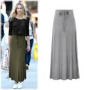 Large Size Women's Clothing Fashion Knitted Skirt High Waist Medium and Long Slit A-shaped Skirt Elastic Over The Knee