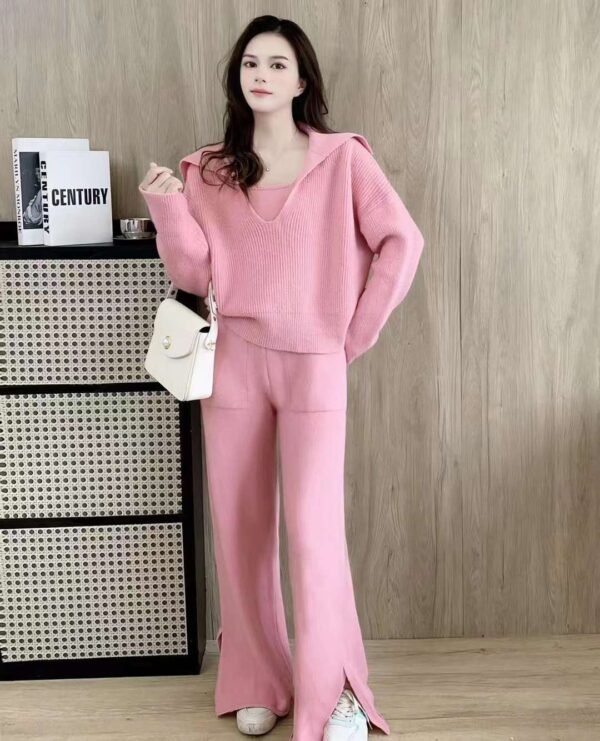 Autumn and Winter Internet Celebrity Fried Street Temperament Muse Fan Gray Fashion Leisure Sports Suit Women's Three-piece Set - Image 10