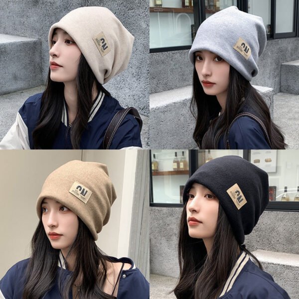 2PCS Knitted Hats-Children's Letters Spring and Autumn Internet Celebrities Show Their Faces Small Versatile Knitted Hats - Image 2