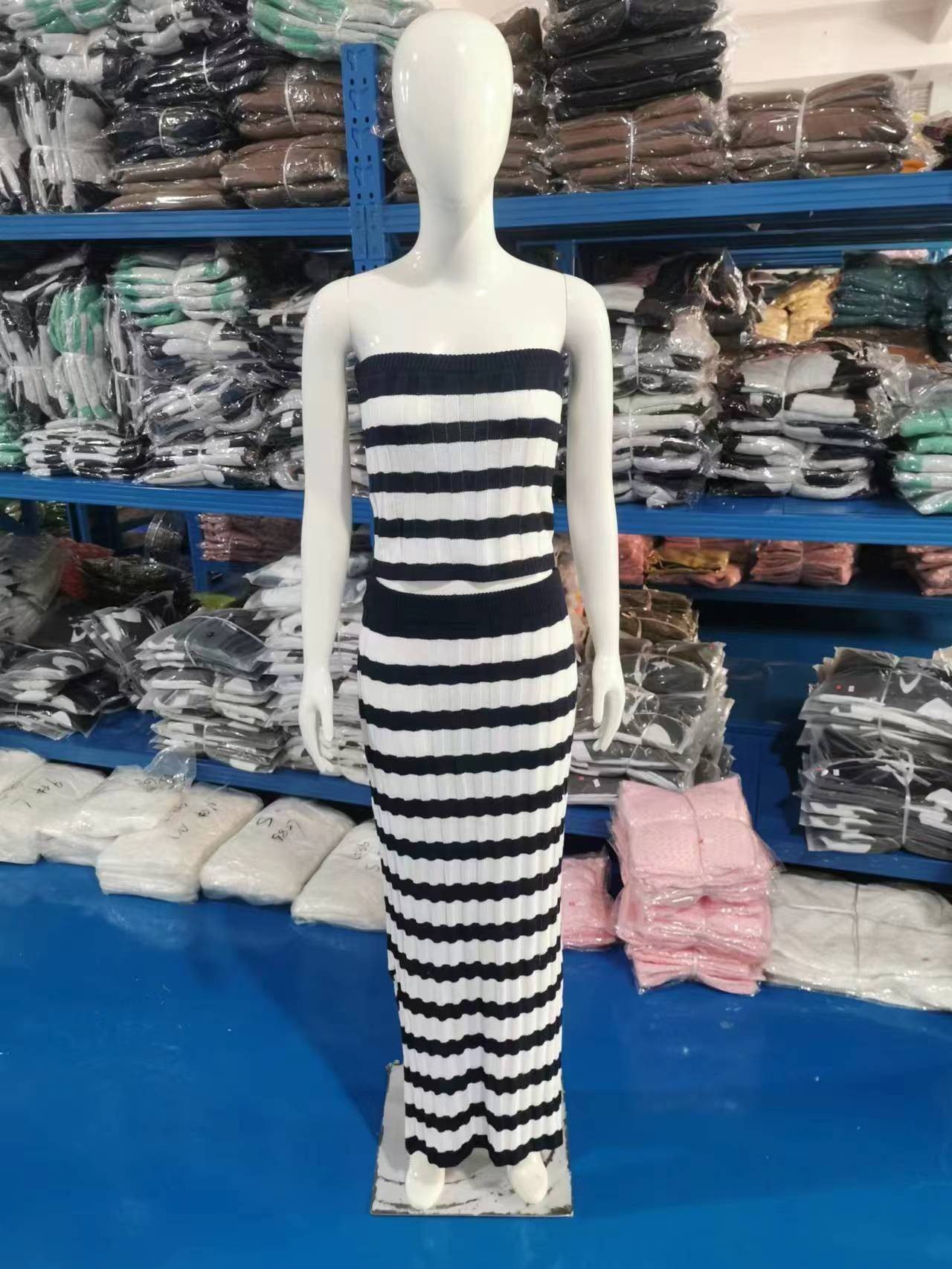 New Women's Clothing Sexy Sleeveless Color Matching Striped Split-ended Suit Skirt 27 undefined