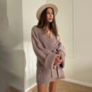 Lace-up Bathrobe Wind Knitted Sweater Women's Autumn and Winter Lazy Wind Jacket Medium and Long Cardigan