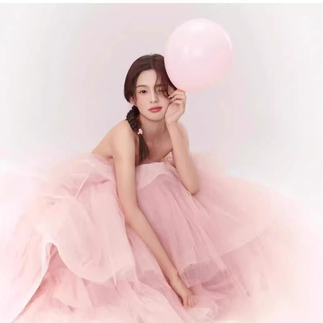 Pink Evening Dress Women's High-end Tube Top Light Wedding Dress French Banquet Light Dress Adult Dress Trailing Princess Dress 3 Pink Evening Dress Women's High-end Tube Top Light Wedding Dress French Banquet Light Dress Adult Dress Trailing Princess Dress - Image 3