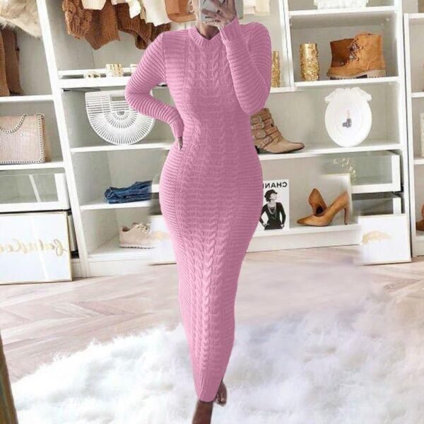 Autumn and Winter New Women's Fashion Twist Long-sleeved Woolen Dress - Image 20