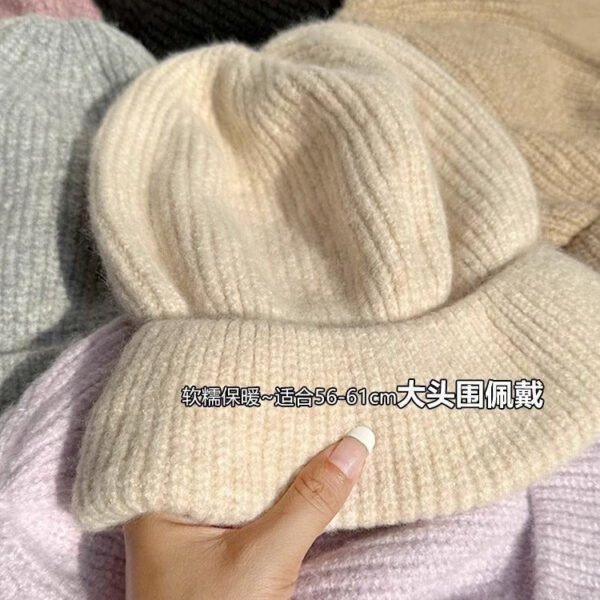Children's Winter New Warm Ear Protector Wool Hat Loose Big Head Circumference Internet Celebrity Stacking Hat - Image 3