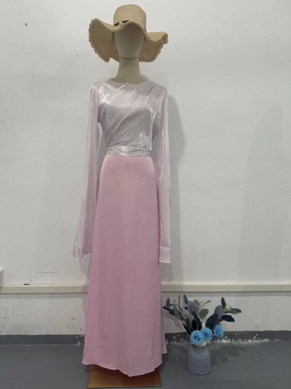 Elegant Summer Sheer Bell Sleeve Slim Satin Maxi Dress – Trendy Party Wear - Image 7