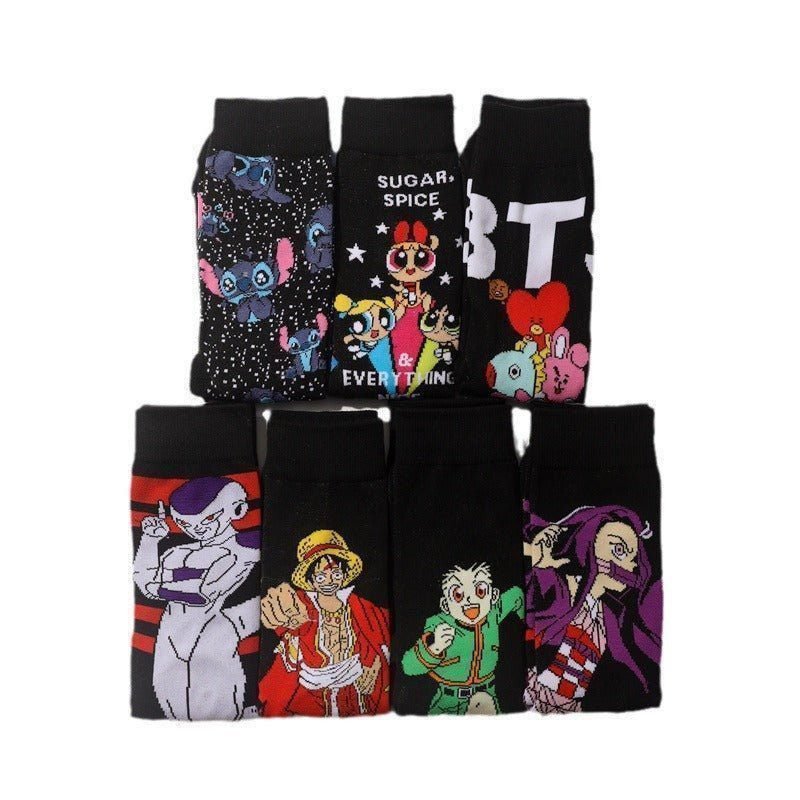 Men's Wholesale Trendy Socks Female Animation Cartoon Cotton Socks Comic Male Medium Tube Pirate Socks-5PRS 2 Men's Wholesale Trendy Socks Female Animation Cartoon Cotton Socks Comic Male Medium Tube Pirate Socks-5PRS - Image 2