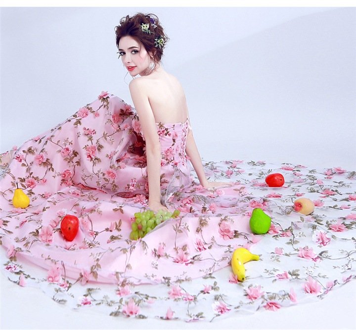 New Evening Dress Bean Pink Flower Lace Tub Top Performance Dress Bridal Wedding Banquet Annual Meeting Evening Dress 15 O1CN01Iuboct1eWAsPej9L4 2215436973878 0 cib
