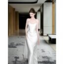 Light Wedding Dress White Trailing Wedding Bride Toast Engagement Evening Dress High Sense Satin Tube Top Dress Women