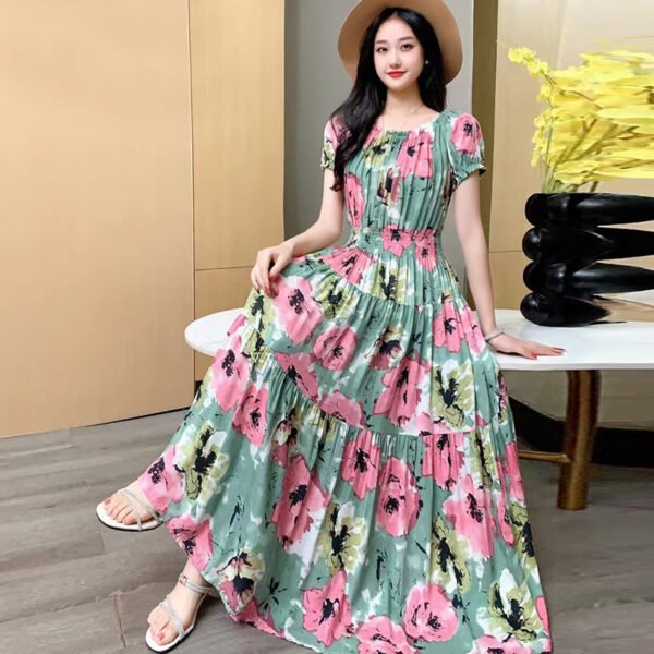 Prairie Dream Dress: Tiered Cotton Maxi - Cold Shoulder & Smocked Waist