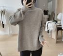 Purple Turtleneck Sweater Jacket Autumn and Winter New Loose and Thin Pullover High-end Soft Waxy Bottoming Knitted Sweater Top