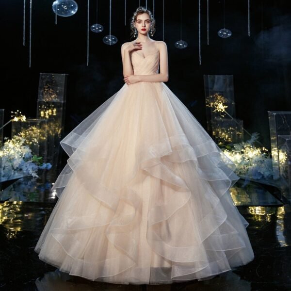 New Temperament Sexy Deep V Wedding Dress, Tube Top Suspender Qi Di Mesh Wedding Photo Wedding Dress - Image 7