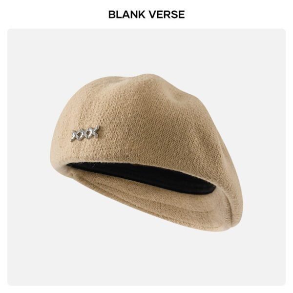 Autumn and Winter New Metal Standard Beret Children Big Head Circumference Show Face Small Reverse Wear Woolen Forward Hat - Image 7