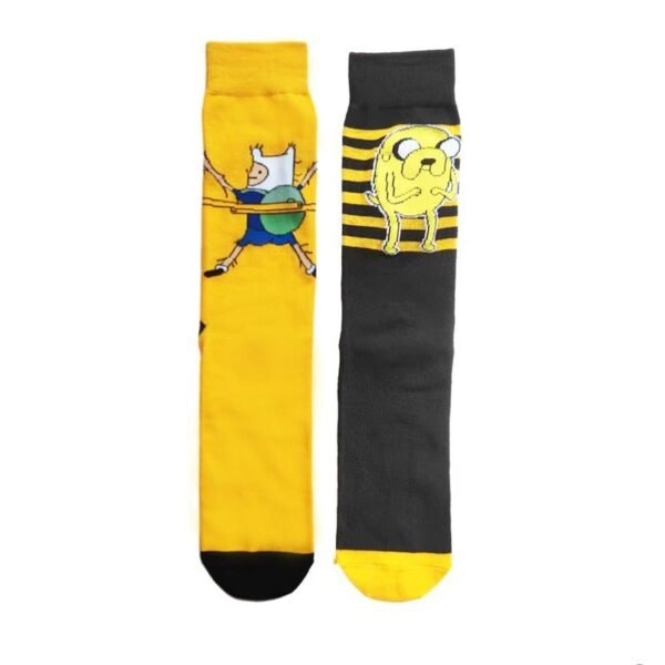 Cartoon Socks Striped Live Treasure Animation Cotton Medium Tube Socks Yellow Back School Bag Socks Comic Socks-5PRS
