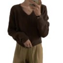 Lazy Wind Soft Waxy Twist Pullover for Women's Autumn and Winter New Design Loose Knitted Sweater for Women