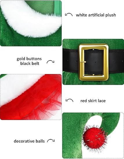 Women's Christmas Elf Costume Set Velvet Dress Belt Striped Over Knee Stockings Elf Hat Character 7 hmqViviiyNSAyin8WueXt+JWLxKB1Fi73Fq8