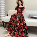 Prairie Dream Dress: Tiered Cotton Maxi - Cold Shoulder & Smocked Waist