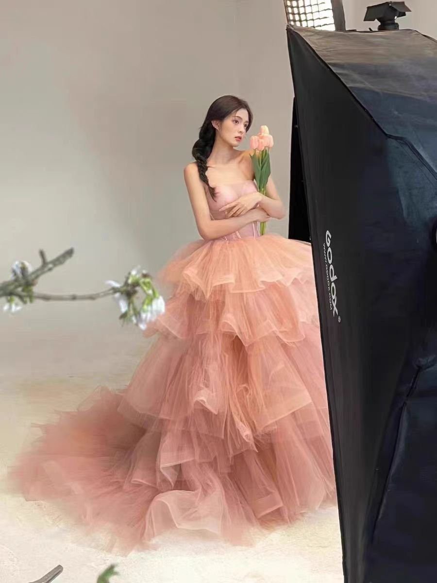 Pink Evening Dress Women's High-end Tube Top Light Wedding Dress French Banquet Light Dress Adult Dress Trailing Princess Dress 28 O1CN01P9EXqC1qaY2qFY0Ca 2208457095512 0 cib