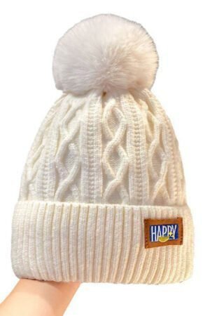 Winter New Happy Plush Women's Warm Thickened Knitted Hat Versatile Double-layer Ear Protection Hat