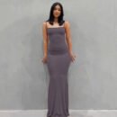 2025 Solid Color Women's Dress Slim Peach Hip Suspender Long Fishtail Skirt