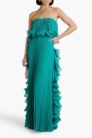 Vintage Ruffle Maxi Skirt: Fringe Hem & Draped Bust with Floor-Length Elegance for Weddings/Events
