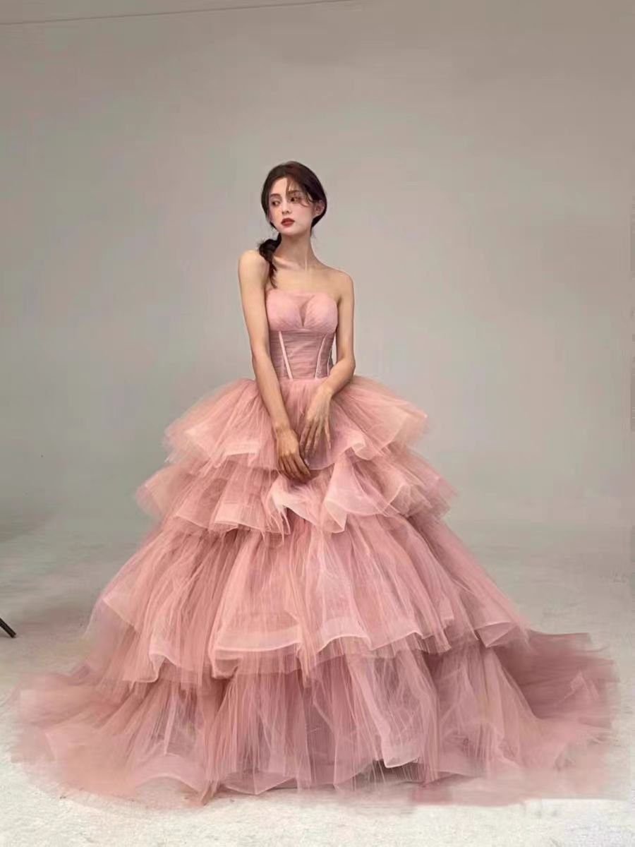 Pink Evening Dress Women's High-end Tube Top Light Wedding Dress French Banquet Light Dress Adult Dress Trailing Princess Dress 29 O1CN01Sj3mmP1qaY2simoPw 2208457095512 0 cib