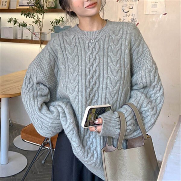 Loose and Gentle Wind Twist Pullover Women's New Thick Soft Waxy Lazy Wind Knitted Sweater - Image 4
