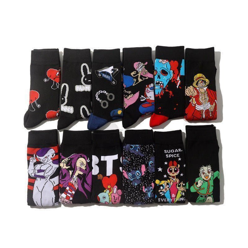 Men's Wholesale Trendy Socks Female Animation Cartoon Cotton Socks Comic Male Medium Tube Pirate Socks-5PRS 1 Men's Wholesale Trendy Socks Female Animation Cartoon Cotton Socks Comic Male Medium Tube Pirate Socks-5PRS