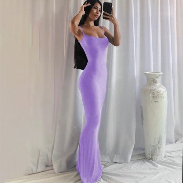 2025 Solid Color Women's Dress Slim Peach Hip Suspender Long Fishtail Skirt - Image 15