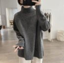 Purple Turtleneck Sweater Jacket Autumn and Winter New Loose and Thin Pullover High-end Soft Waxy Bottoming Knitted Sweater Top