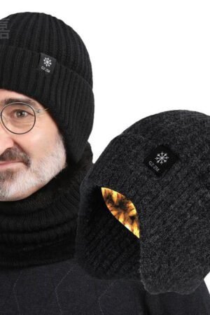 Hat Men's Winter Warm Wool Hat Thickened Ear Protector Winter Autumn and Winter Knitted Hat Men's Winter