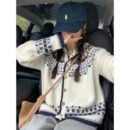 Vintage Fair Island Jacquard Knitted Cardigan Women's Autumn and Winter New Soft Waxy Sweater Jacket