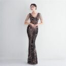 Elegant Long Sequin Evening Dress: Temperament Slim Gown for Banquet & Annual Meeting