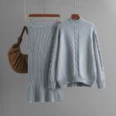 Winter New Sweater Women's Loose Knitted Semi-turtleneck Long-sleeved Threaded Fashion Skirt Set