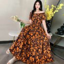 Prairie Dream Dress: Tiered Cotton Maxi - Cold Shoulder & Smocked Waist