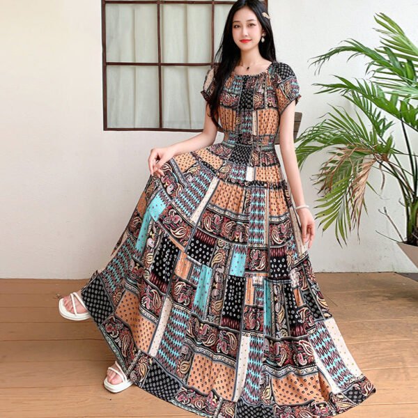 Prairie Dream Dress: Tiered Cotton Maxi - Cold Shoulder & Smocked Waist - Image 36