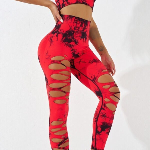 Statement Tie-Dye Yoga Pants｜Ripped High-Waist Hip Shaper｜Breathable Cool Max Fabric｜Workout & Daily Looks - Image 4