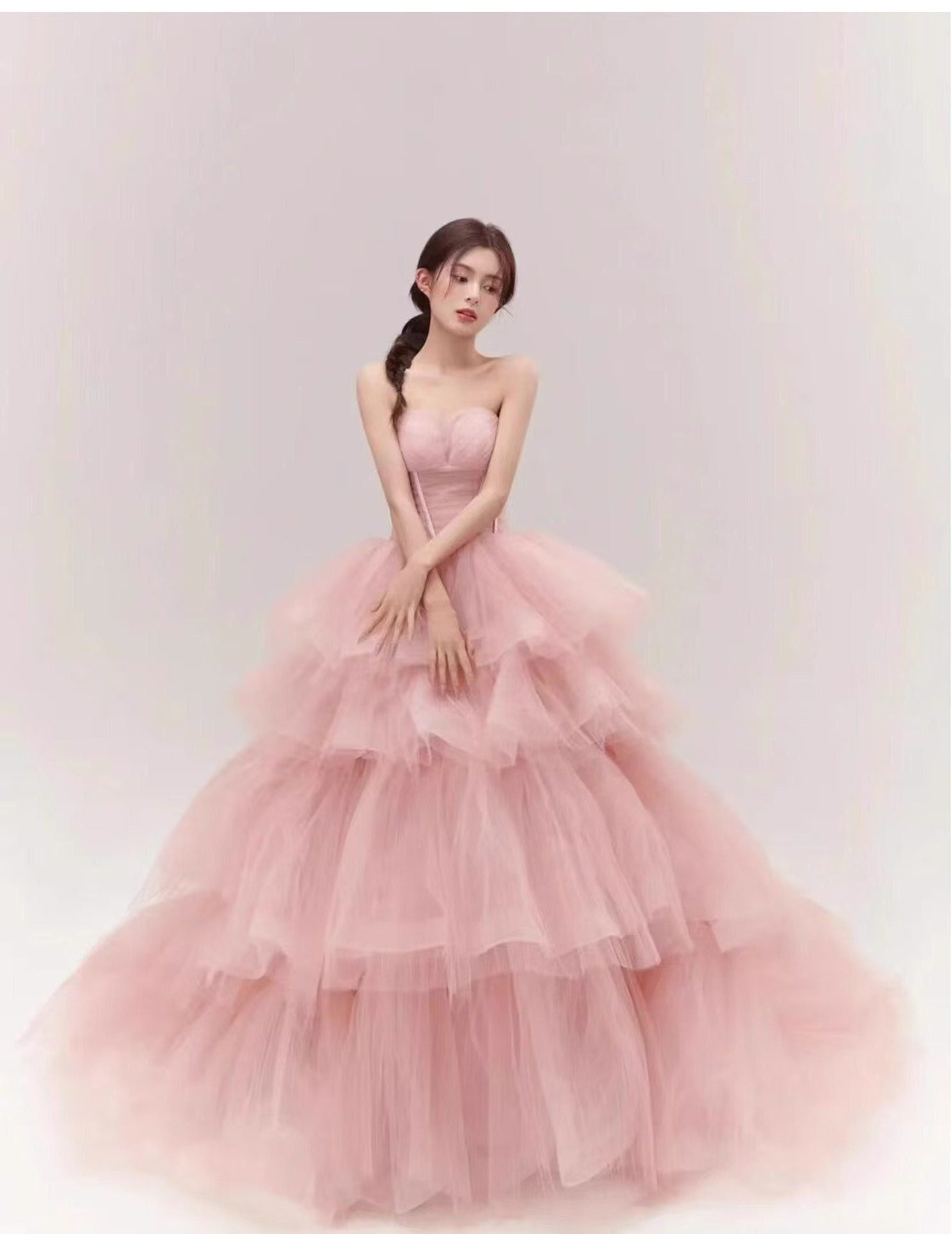 Pink Evening Dress Women's High-end Tube Top Light Wedding Dress French Banquet Light Dress Adult Dress Trailing Princess Dress 33 O1CN01aSnSrx1qaY5yofQ9V 2208457095512 0 cib