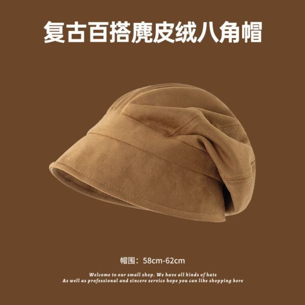 Autumn and Winter New Metal Standard Beret Children Big Head Circumference Show Face Small Reverse Wear Woolen Forward Hat - Image 26