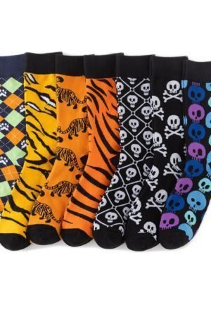 Casual Four-season Socks Men's Tiger Cartoon Socks Cotton Tube Socks Women's Leopard Print Animal Socks-5PRS