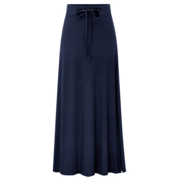 Large Size Women's Clothing Fashion Knitted Skirt High Waist Medium and Long Slit A-shaped Skirt Elastic Over The Knee - Image 7