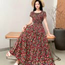 Prairie Dream Dress: Tiered Cotton Maxi - Cold Shoulder & Smocked Waist