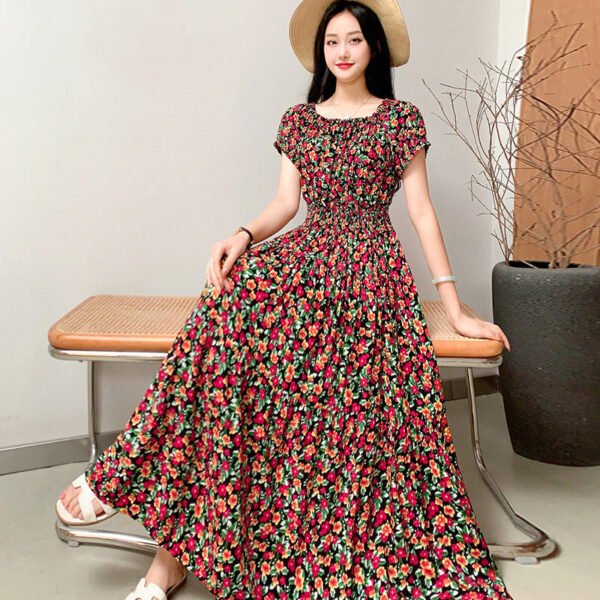 Prairie Dream Dress: Tiered Cotton Maxi - Cold Shoulder & Smocked Waist - Image 7
