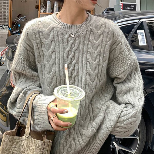 Loose and Gentle Wind Twist Pullover Women's New Thick Soft Waxy Lazy Wind Knitted Sweater - Image 6