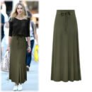 Large Size Women's Clothing Fashion Knitted Skirt High Waist Medium and Long Slit A-shaped Skirt Elastic Over The Knee