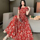 Prairie Dream Dress: Tiered Cotton Maxi - Cold Shoulder & Smocked Waist