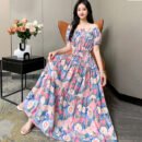Prairie Dream Dress: Tiered Cotton Maxi - Cold Shoulder & Smocked Waist