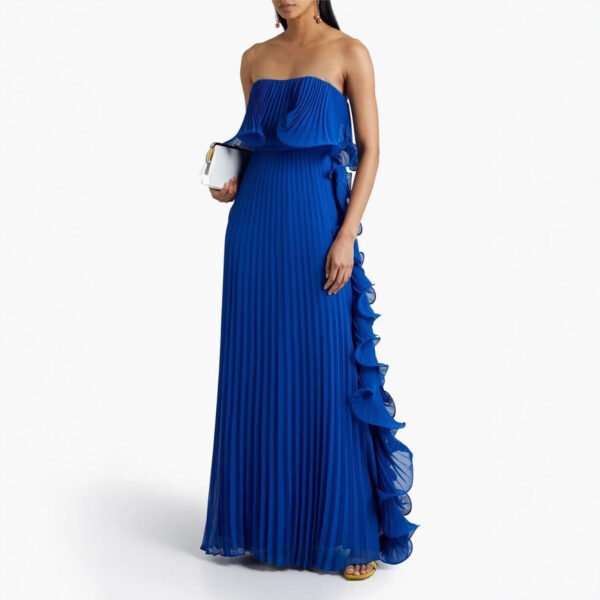Vintage Ruffle Maxi Skirt: Fringe Hem & Draped Bust with Floor-Length Elegance for Weddings/Events - Image 5