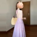 Summer Viral Backless Lilac Suspender Dress for Girls | French-Inspired Seaside Vacation Dress with Breathable Beachwear Design