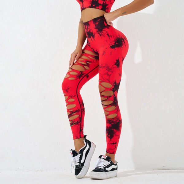 Statement Tie-Dye Yoga Pants｜Ripped High-Waist Hip Shaper｜Breathable Cool Max Fabric｜Workout & Daily Looks - Image 8